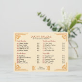 Gouden rand Chinees restaurant plat menu (Staand voorkant)