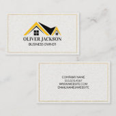 Gouden rand | Dakpictogram | Papiertextuur Visitekaartje (Voorkant / Achterkant)