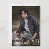 Gouden Rand Duo Grad Afstudeerfoto Aankondiging (Voorkant)