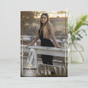Gouden rand duo grad grad afstudeerfoto aankondigi kaart