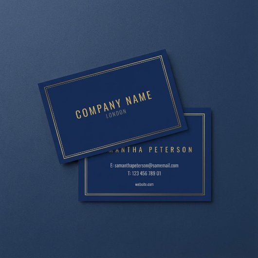 Gouden rand effect, blauw professioneel visitekaartje