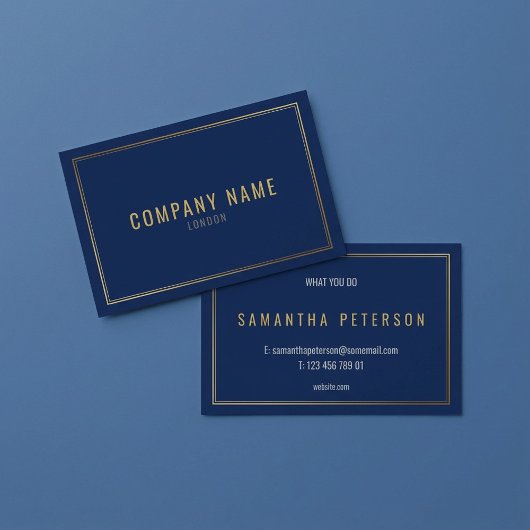 Gouden rand effect, professionele blauwe achtergro visitekaartje