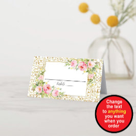 Gouden Rand en Bloemen Plaatskaartje