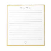 Gouden rand en hart aangepast script gelinieerd notitieblok (Voorkant)