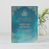 Gouden Rand  Groene Islamitische Aqiqa Aqeeqa Baby Kaart (Staand voorkant)