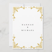Gouden rand klassieke monogram bruiloft uitnodigin kaart (Achterkant)