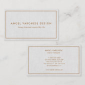 Gouden Rand Licht Grijs Linnen Professional Visitekaartje (Voorkant / Achterkant)