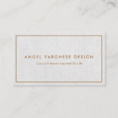 Gouden Rand Licht Grijs Linnen Professional Visitekaartje (Voorkant)