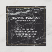 Gouden rand luxe monogram zwart marmer vierkante visitekaartje (Achterkant)