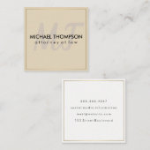 Gouden rand met monogram vierkante visitekaartje (Voorkant / Achterkant)