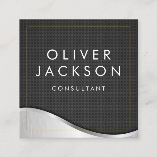 Gouden rand metaal koolstofvezel vierkante visitekaartje (Voorkant)