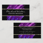 Gouden rand | Paarse penseelstreek Visitekaartje (Voorkant / Achterkant)