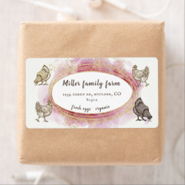 gouden rand roze modern eierkartonetiket etiket