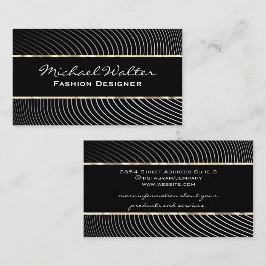 Gouden rand | Stijlvolle lijnen Visitekaartje (Voorkant / Achterkant)