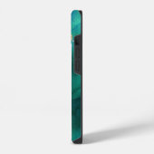 Gouden rand Teal Agate Glitter Monogram iPhone Hoesje (Linkerkant)