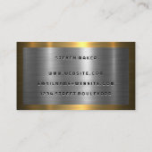 Gouden rand | Zilveren metalen achtergrond Visitekaartje (Achterkant)