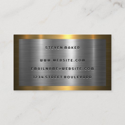 Gouden rand | Zilveren metalen achtergrond Visitekaartje (Achterkant)