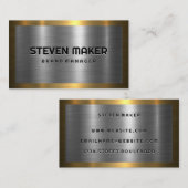 Gouden rand | Zilveren metalen achtergrond Visitekaartje (Voorkant / Achterkant)