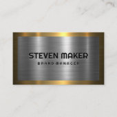 Gouden rand | Zilveren metalen achtergrond Visitekaartje (Voorkant)