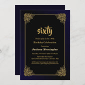 Gouden Rand Zwart 60e Verjaardagsfeestje Kaart (Voorkant / Achterkant)