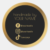 Gouden rand, zwart bedankje verpakking klassieke r ronde sticker (Voorkant)