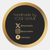 Gouden rand, zwarte bedank-verpakking ronde sticker (Voorkant)