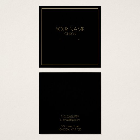 Gouden rand zwarte oorbel houder vierkante visitekaartjes (Voorkant /achterkant)
