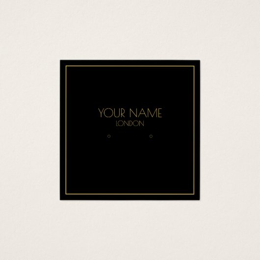 Gouden rand zwarte oorbel houder vierkante visitekaartjes (Voorkant)