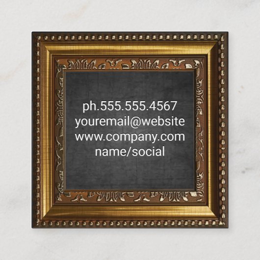 gouden rand | Zwarte textuur Vierkante Visitekaartje (Achterkant)