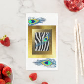 Gouden randen, zebraprint en pauwenveer servet (Insitu)