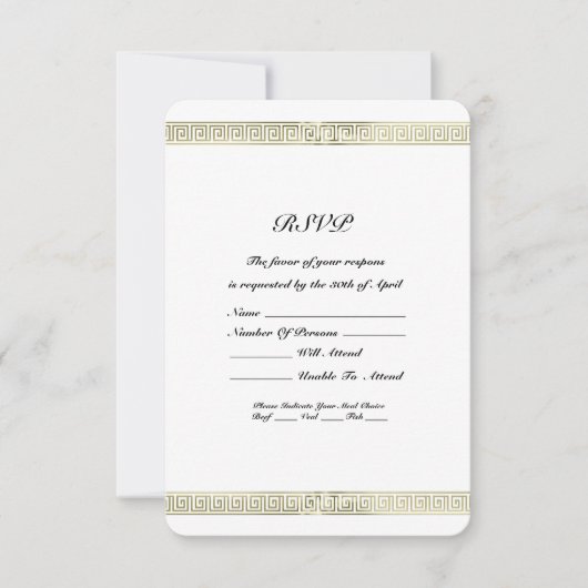 Gouden randpatroon RSVP kaartje (Voorkant)