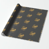 Gouden Raven/Crow op Grijs | Cadeaupapier (Uitgerold)