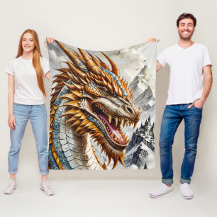 Gouden Realistische Draak Fleece Deken