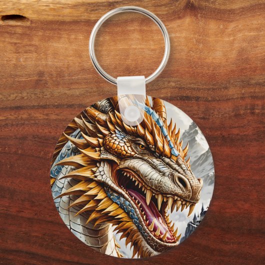 Gouden Realistische Draak Sleutelhanger (Achterkant)