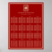 Gouden Rechthoek 囍 Chinese Huwelijk Rode Zitplaats Poster (Voorkant)