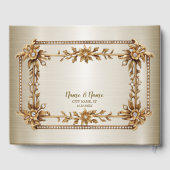 Gouden  Rechthoek Dimond Flowers Shiny Elegant Gastenboek (Achterkant)
