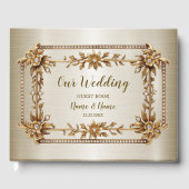 Gouden  Rechthoek Dimond Flowers Shiny Elegant Gastenboek (Voorkant)