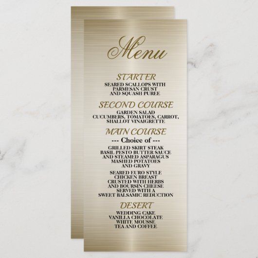 Gouden Rechthoek Dimond Flowers Shiny Elegant Menu (Voorkant / Achterkant)