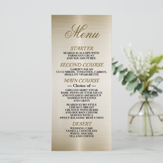 Gouden Rechthoek Dimond Flowers Shiny Elegant Menu (Staand voorkant)