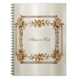 Gouden  Rechthoek Dimond Flowers Shiny Elegant Notitieboek