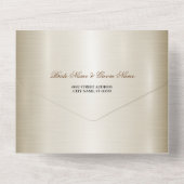 Gouden Rechthoek Dimond Flowers Shiny Wedding All In One Uitnodiging (Achterkant)