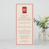 Gouden Rechthoek Dubbel Geluk Chinese Trouwdag Kaart (Staand voorkant)