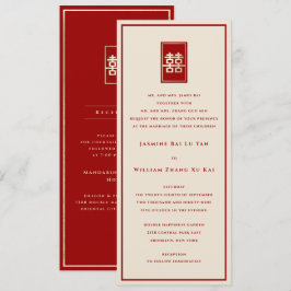 Gouden Rechthoek Dubbel Geluk Chinese Trouwdag Kaart