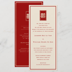 Gouden Rechthoek Dubbel Geluk Chinese Trouwdag Kaart