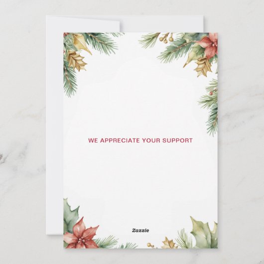 Gouden Rechtvaardigheidsschaal Pijnboom Hulst Kers Feestdagenkaart (Achterkant)