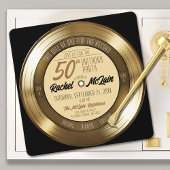 Gouden Record Retro 50e Verjaardagsfeestuitnodigin