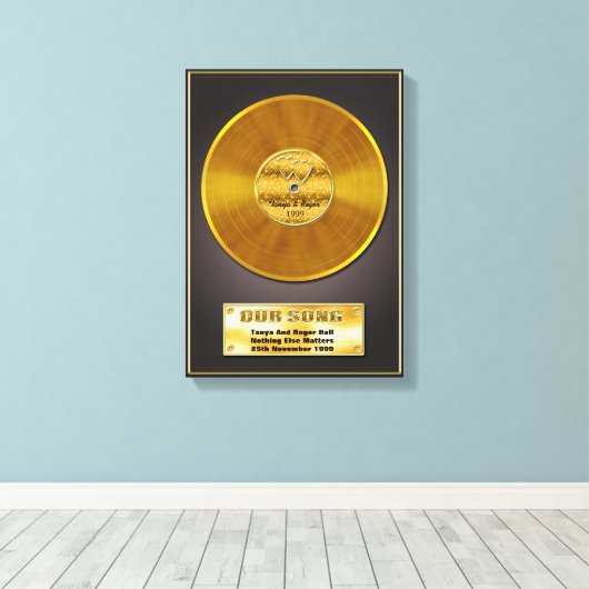 Gouden Record Speciale Datum Geheugengeschenk Canvas Afdruk (Insitu (Houten vloer))