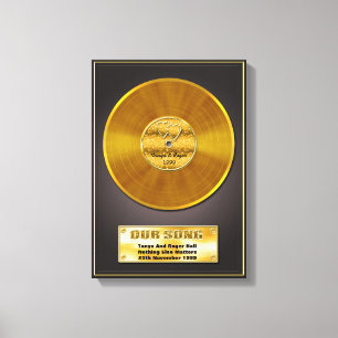 Gouden Record Speciale Datum Geheugengeschenk Canvas Afdruk