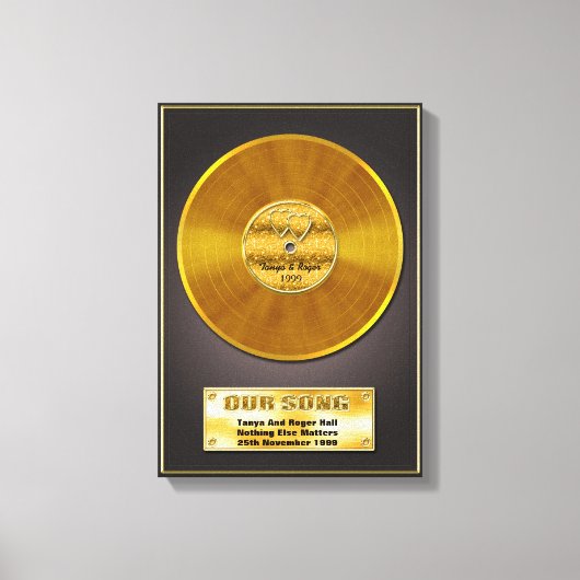 Gouden Record Speciale Datum Geheugengeschenk Canvas Afdruk (Voorkant)
