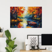 Gouden reflectie op de Autumn River Poster (Thuiskantoor)